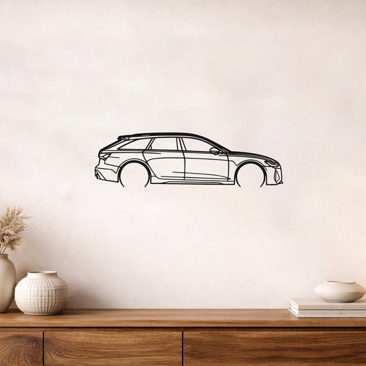 Audi RS6 Metal Duvar Tablosu – Elektrostatik Siyah Boyalı Yüksek Performans Otomobil Dekoru