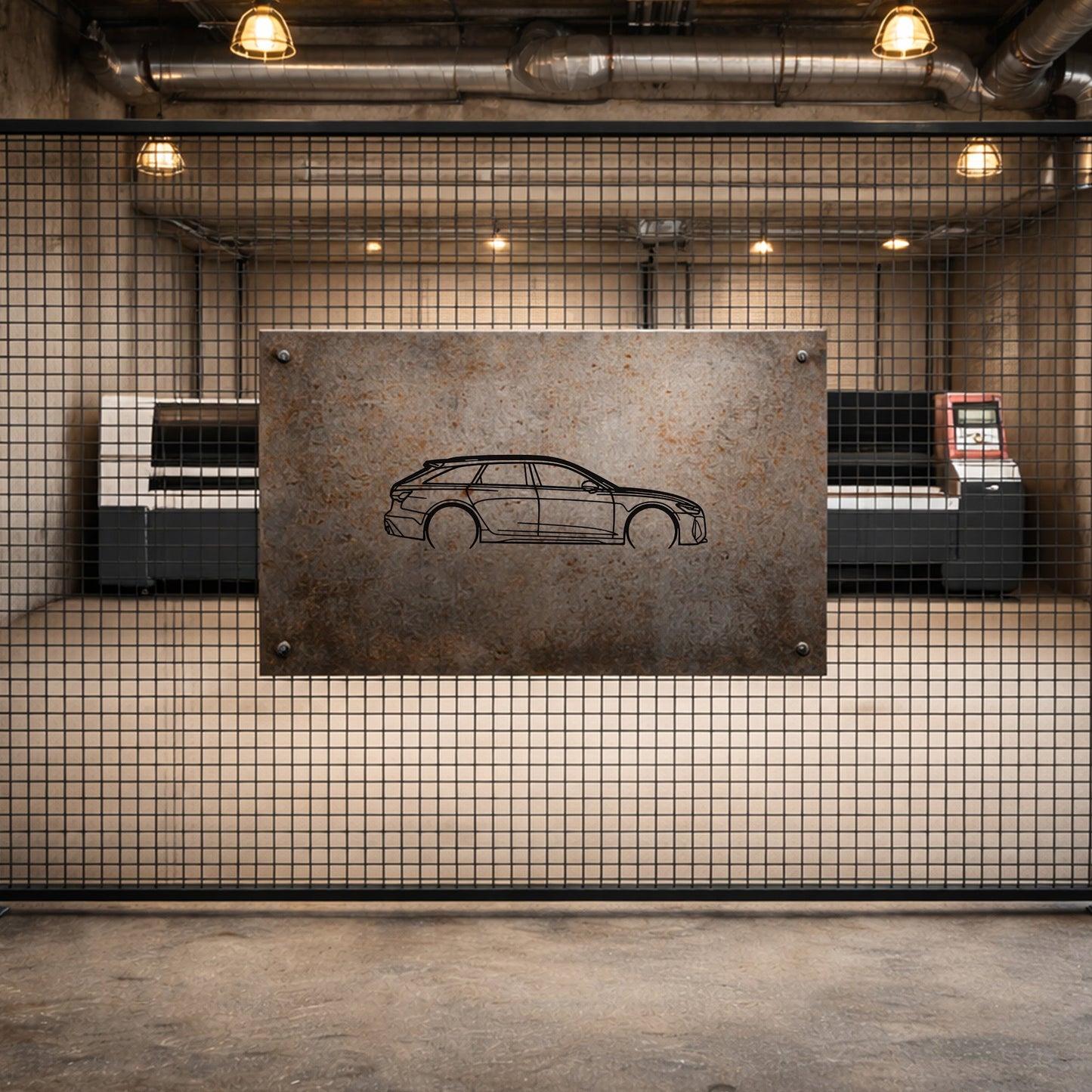 Audi RS6 Metal Duvar Tablosu – Elektrostatik Siyah Boyalı Yüksek Performans Otomobil Dekoru