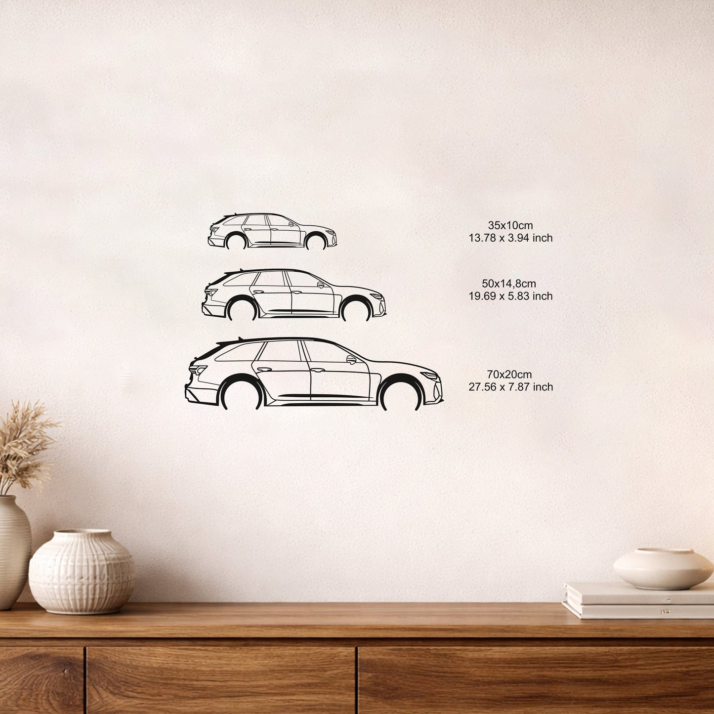 Audi Metal Duvar Tablosu – Elektrostatik Siyah Boyalı Modern Otomobil Dekoru