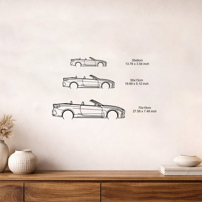 BMW 4 Series G23 Metal Duvar Tablosu – Elektrostatik Siyah Boyalı Cabrio Otomobil Dekoru