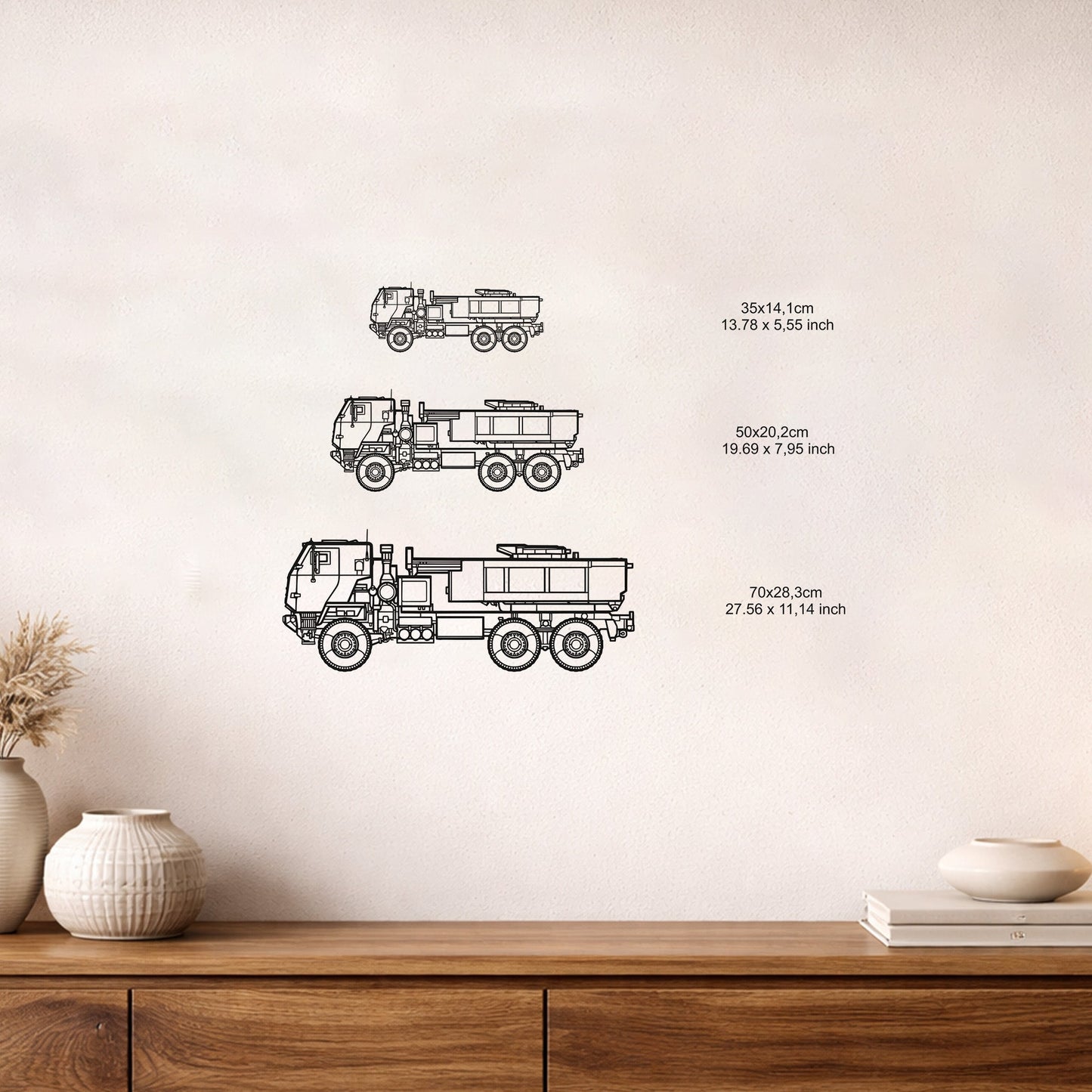 M412 Askeri Kamyon Modern Metal Duvar Tablosu Elektrostatik Siyah Boyalı Dekoratif Sanat