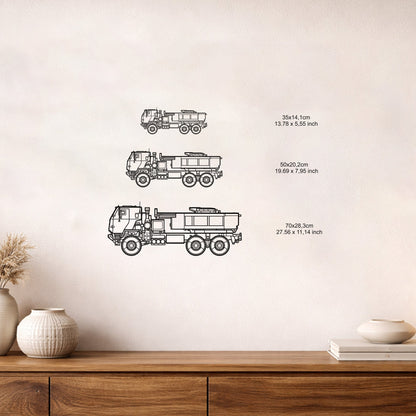 M412 Askeri Kamyon Modern Metal Duvar Tablosu Elektrostatik Siyah Boyalı Dekoratif Sanat