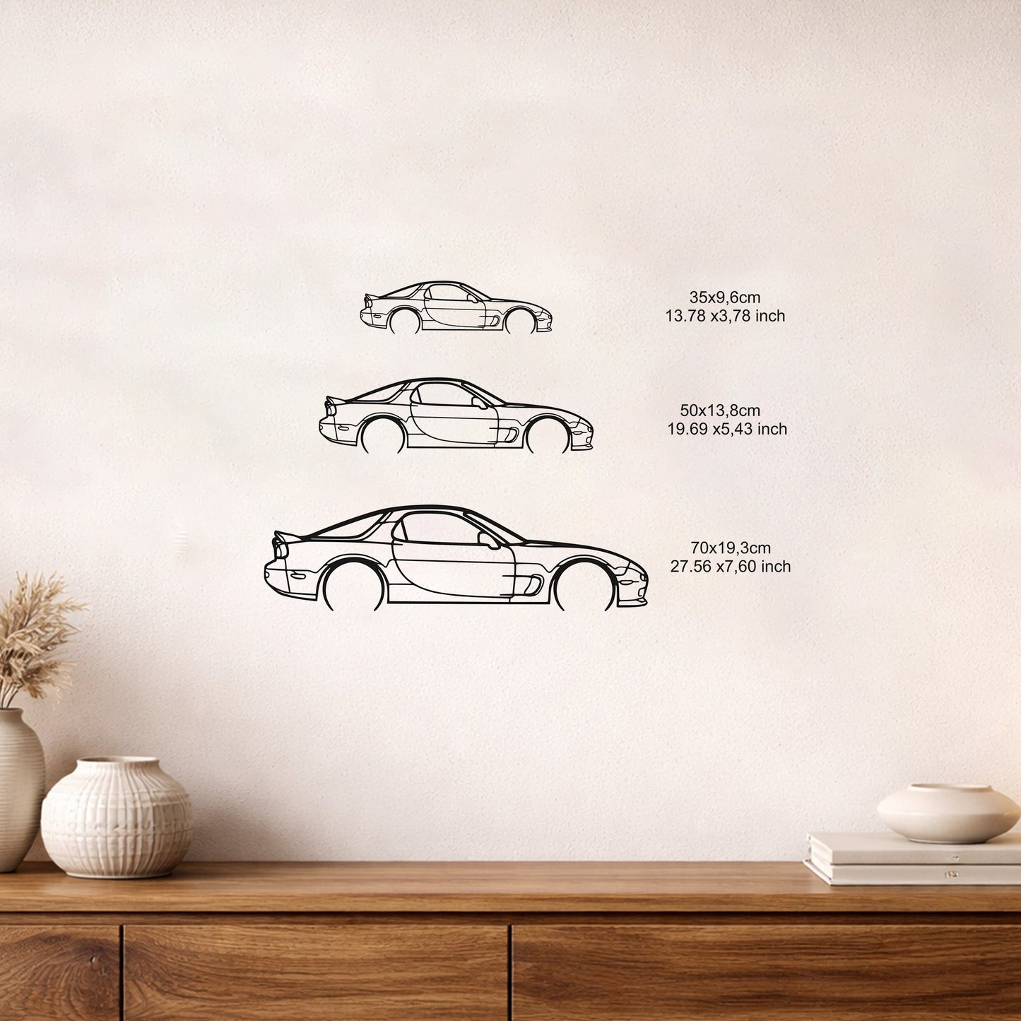 Mazda RX 7 Efsanevi JDM Spor Araba Metal Duvar Tablosu Dekoratif Metal Sanatı