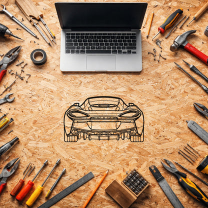 McLaren 570GT Arka Görünüm Metal Duvar Tablosu Hiper Araba Duvar Sanatı