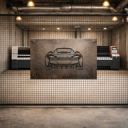 McLaren 570GT Arka Görünüm Metal Duvar Tablosu Hiper Araba Duvar Sanatı