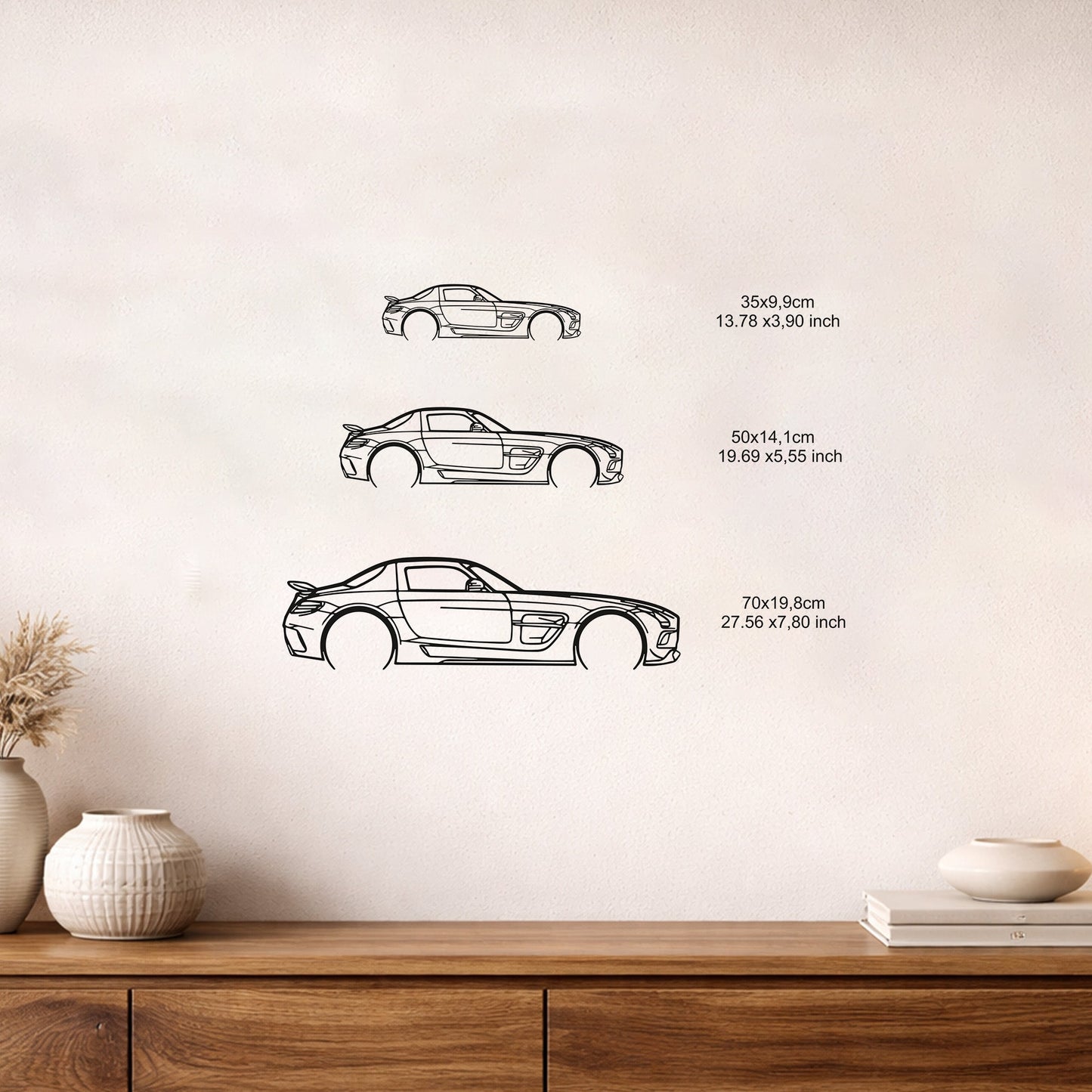 Mercedes SL AMG Metal Duvar Tablosu Özel Tasarım Araba Silüeti Dekorasyonu