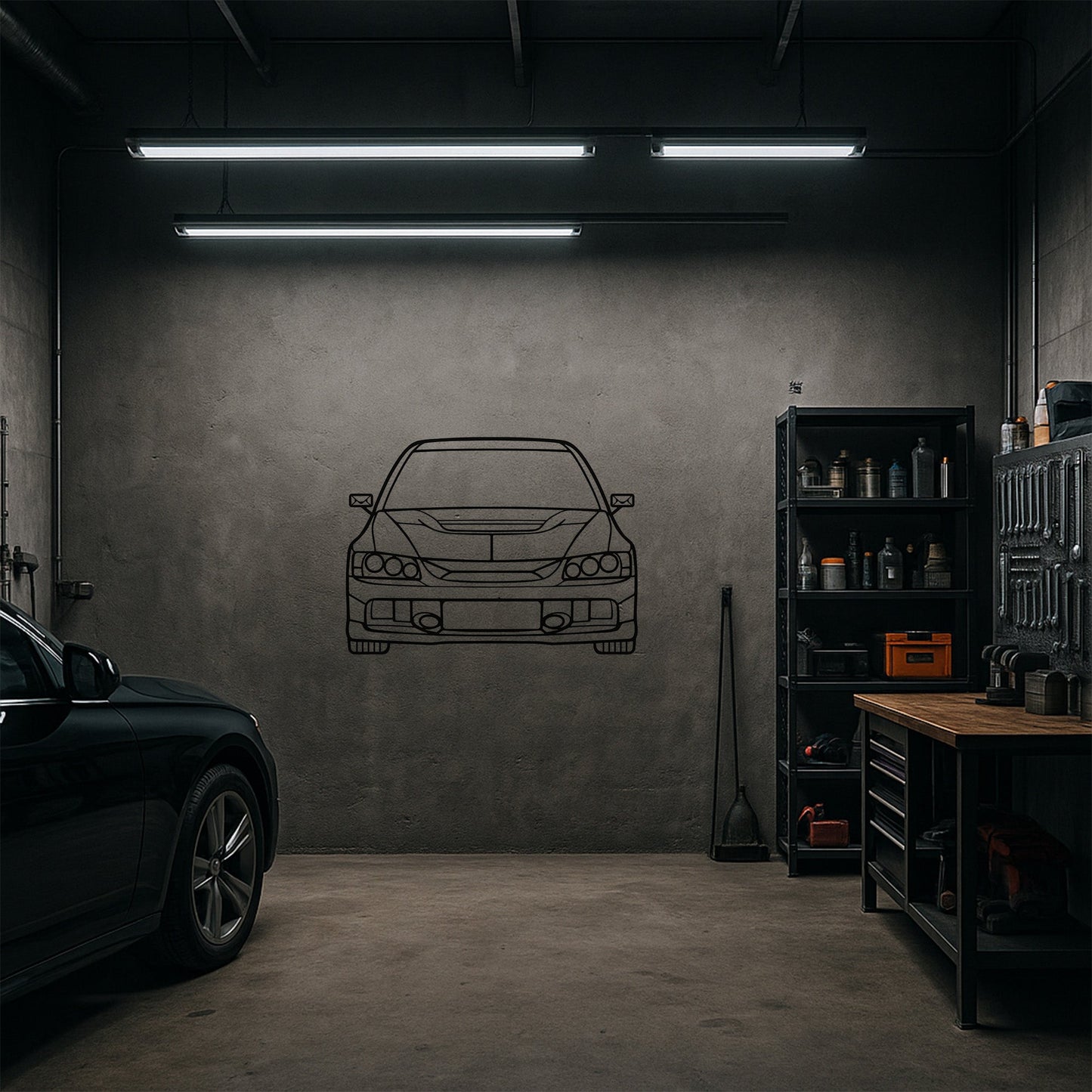 Mitsubishi Lancer Evo 9 Metal Duvar Tablosu Spor Araba Tasarımı