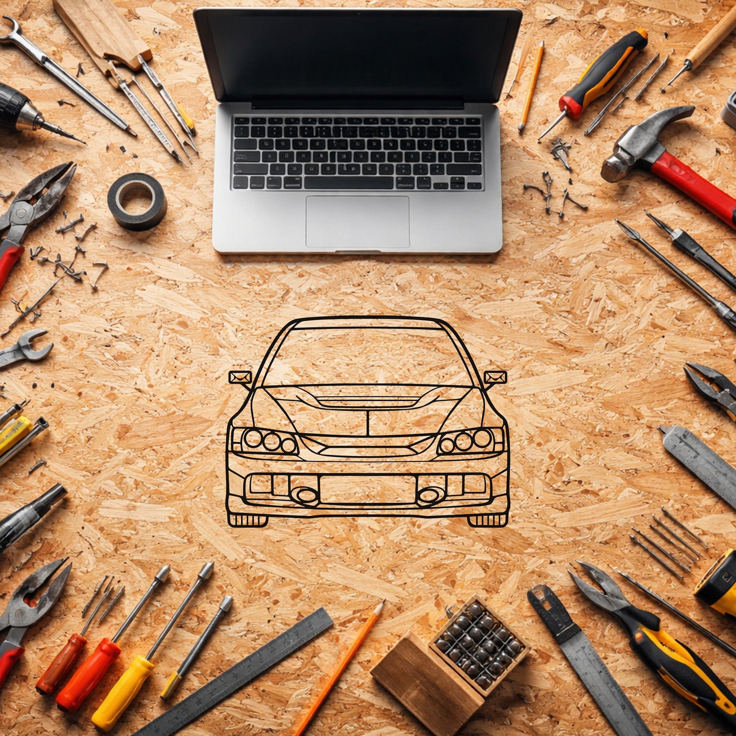 Mitsubishi Lancer Evo 9 Metal Duvar Tablosu Spor Araba Tasarımı