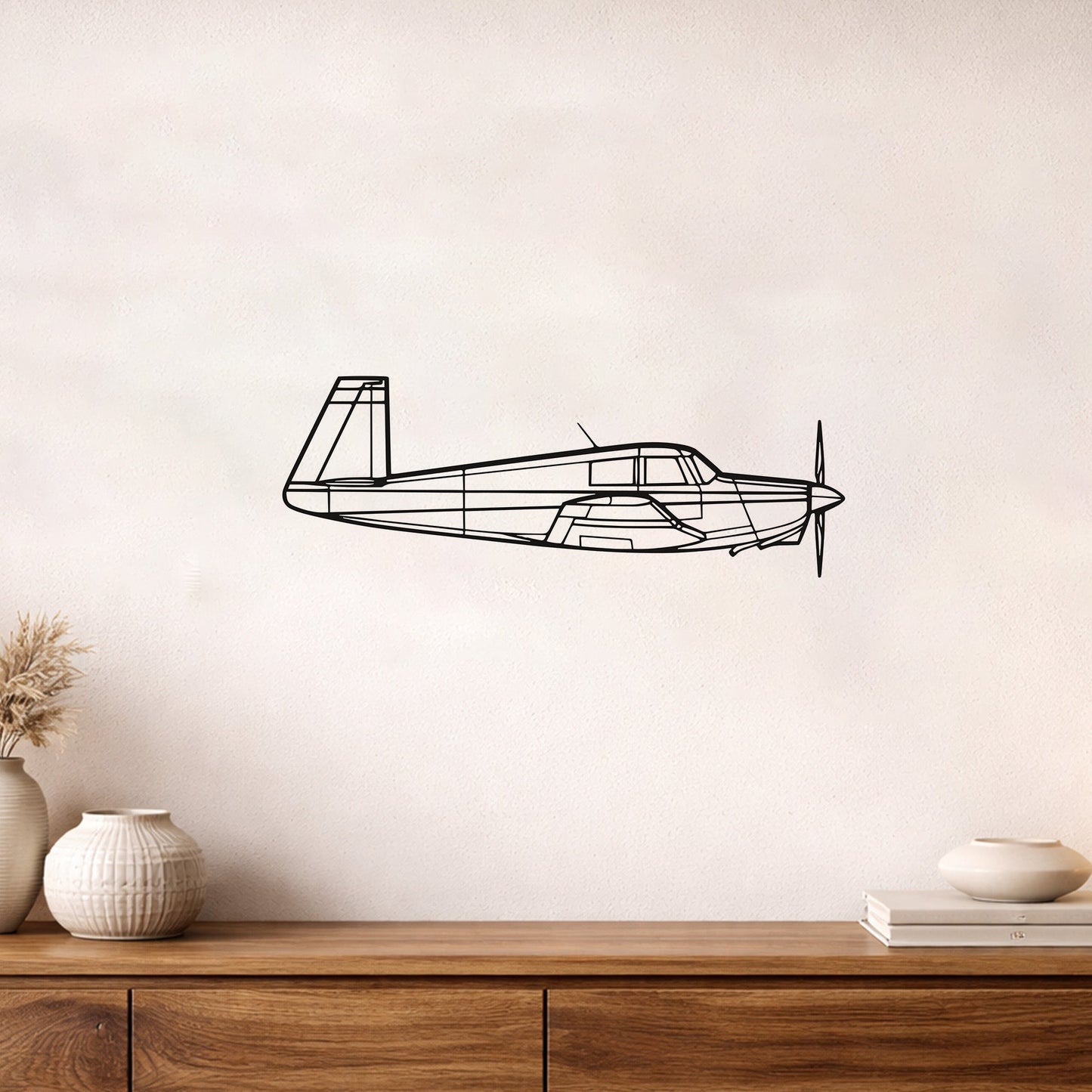 Mooney M20C Uçak Metal Duvar Tablosu Modern Havacılık Sanatı