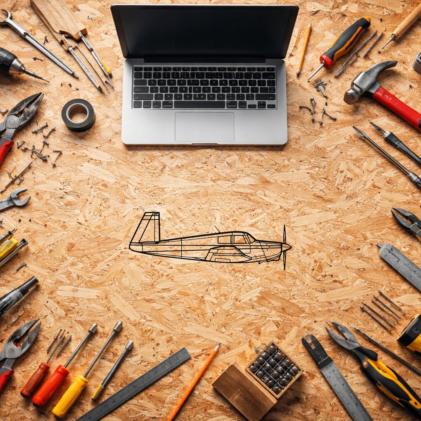 Mooney M20C Uçak Metal Duvar Tablosu Modern Havacılık Sanatı