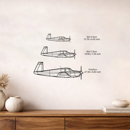 Mooney M20C Uçak Metal Duvar Tablosu Modern Havacılık Sanatı