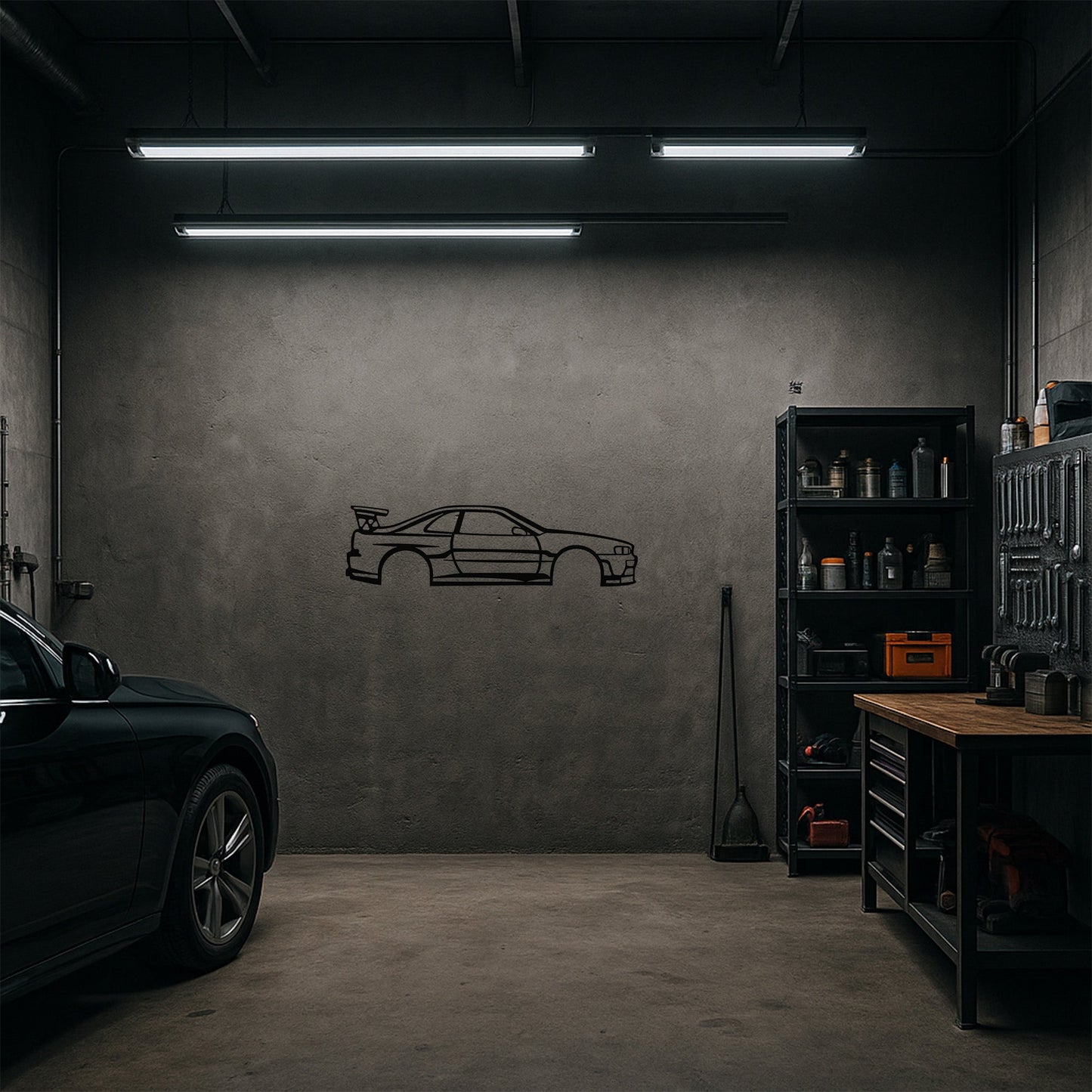 Nissan Skyline R34 Metal Duvar Tablosu İkonik Araba Silüeti