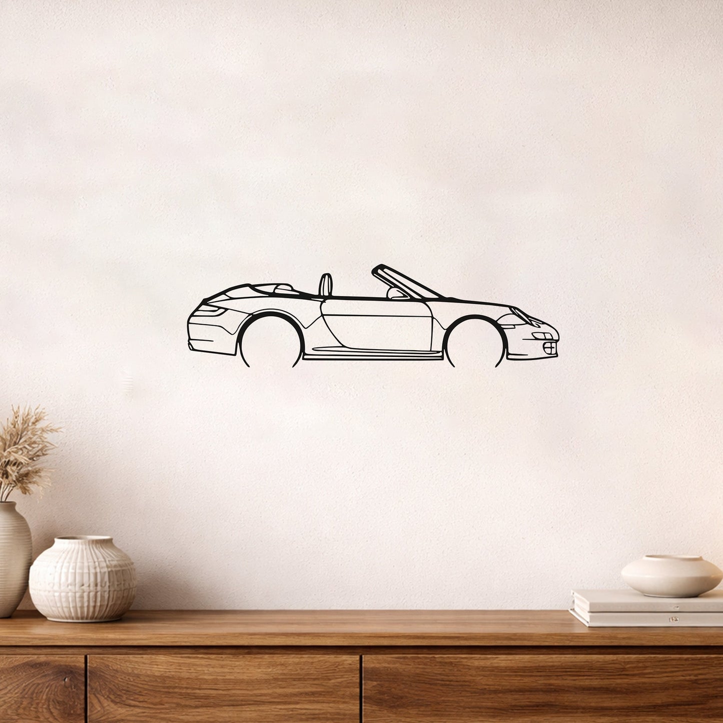 Porsche 911 Cabriolet 997 Metal Duvar Tablosu Şık Otomobil Silüeti
