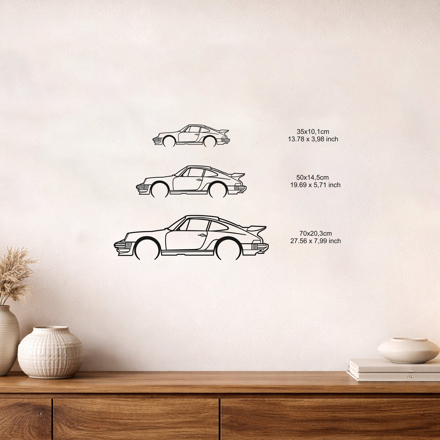 Porsche 911 Turbo 964 Silüeti Metal Duvar Tablosu Otomobil Sanatı