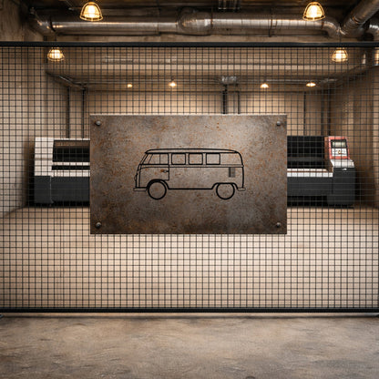 Volkswagen T1 Camper Van Metal Duvar Tablosu - Retro Karavan Tasarımı