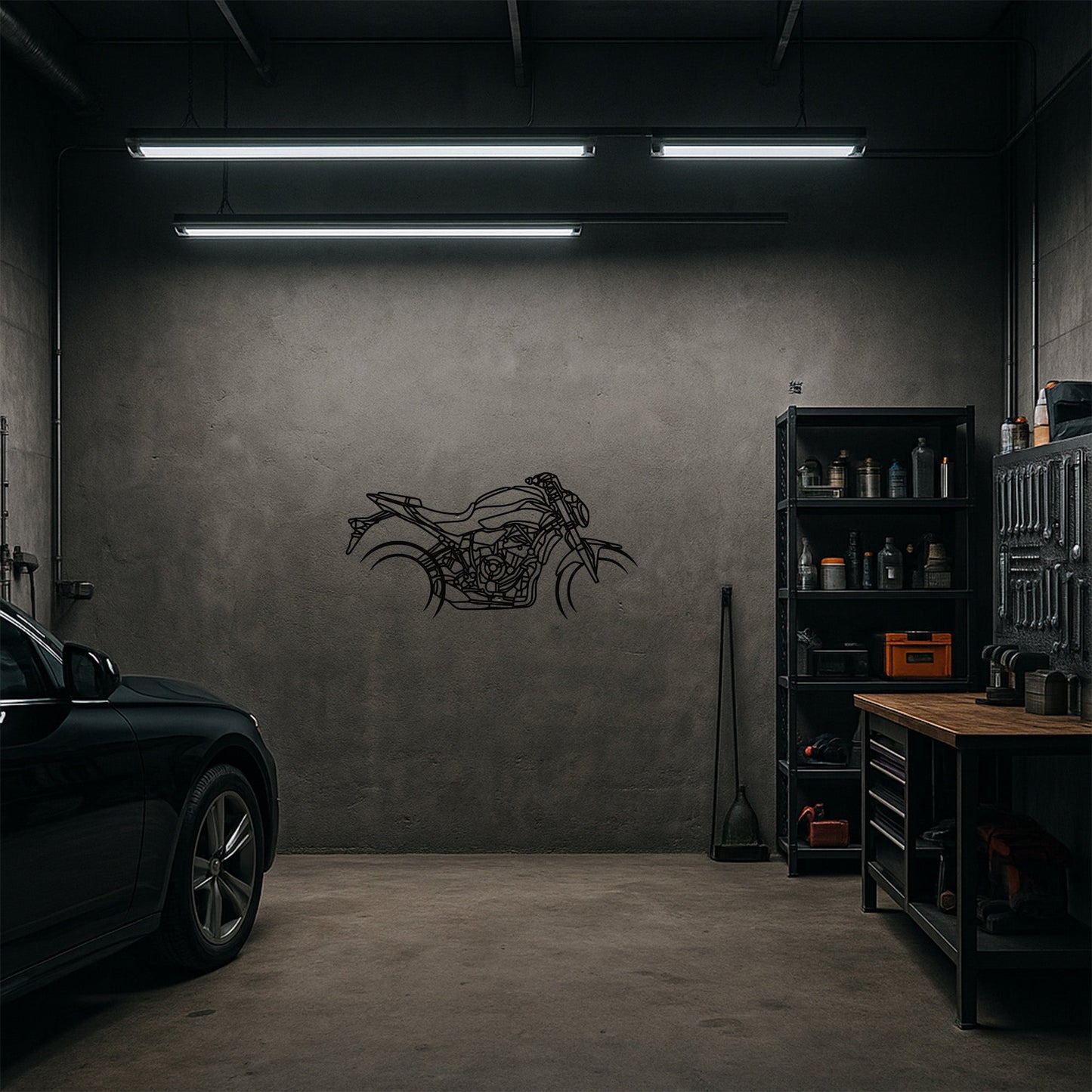 Yamaha MT-07 Metal Duvar Tablosu - Modern Motosiklet Silüeti Duvar Dekoru
