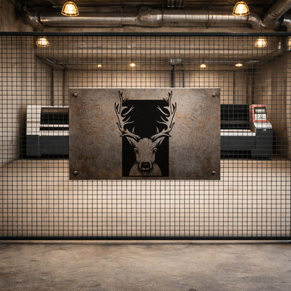 Geyik Başlıklı Metal Duvar Tablosu - Modern Geometrik Hayvan Figürü