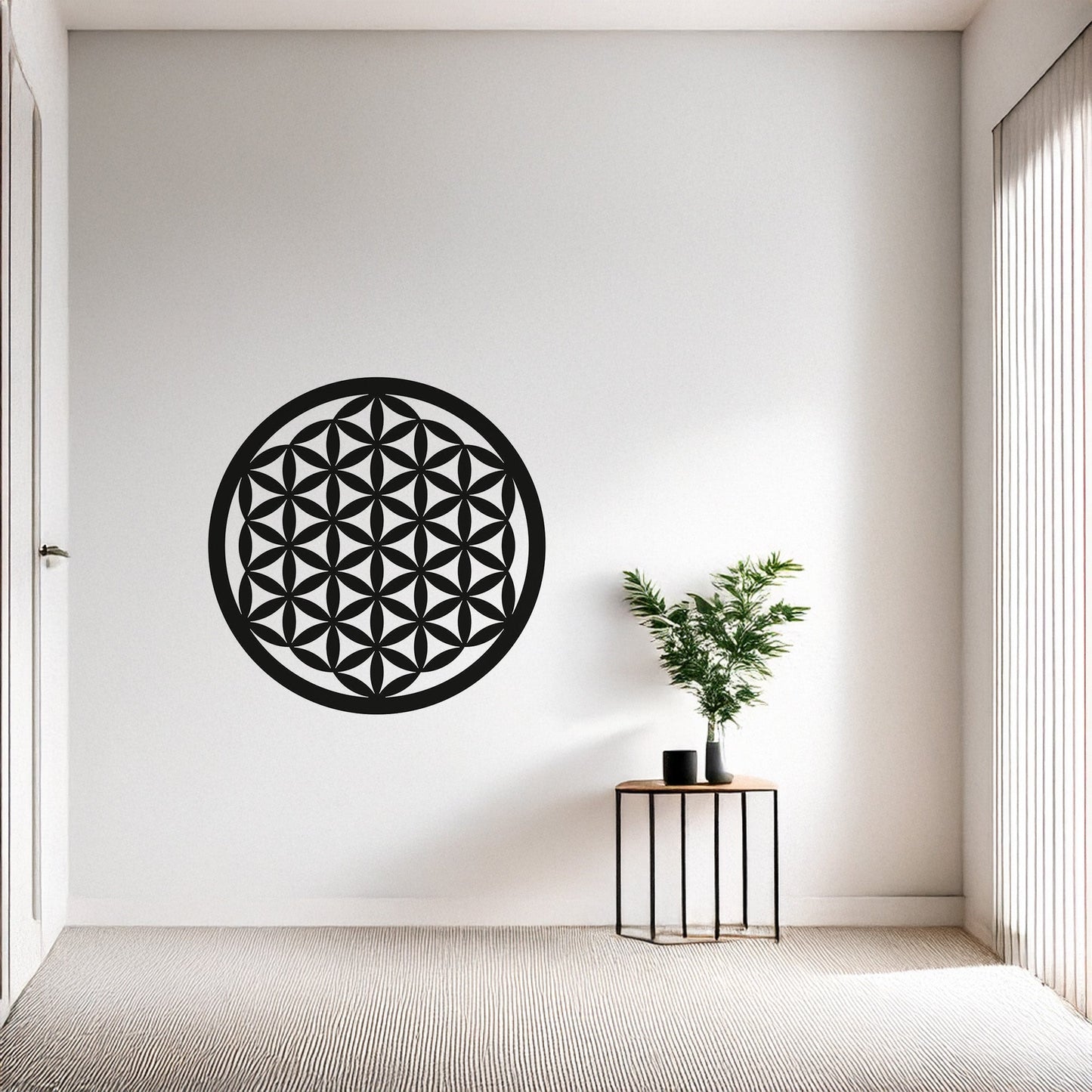 Yaşam Çiçeği Geometrik Desenli Dekoratif Metal Duvar Tablosu
