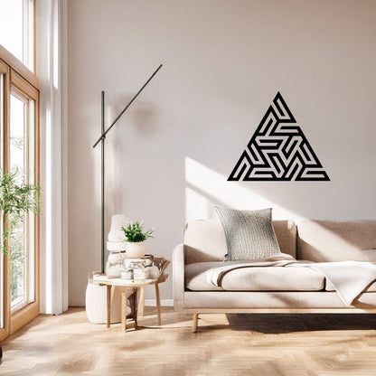 Geometrik Üçgen Geçmeli Tasarımlı Metal Duvar Tablosu
