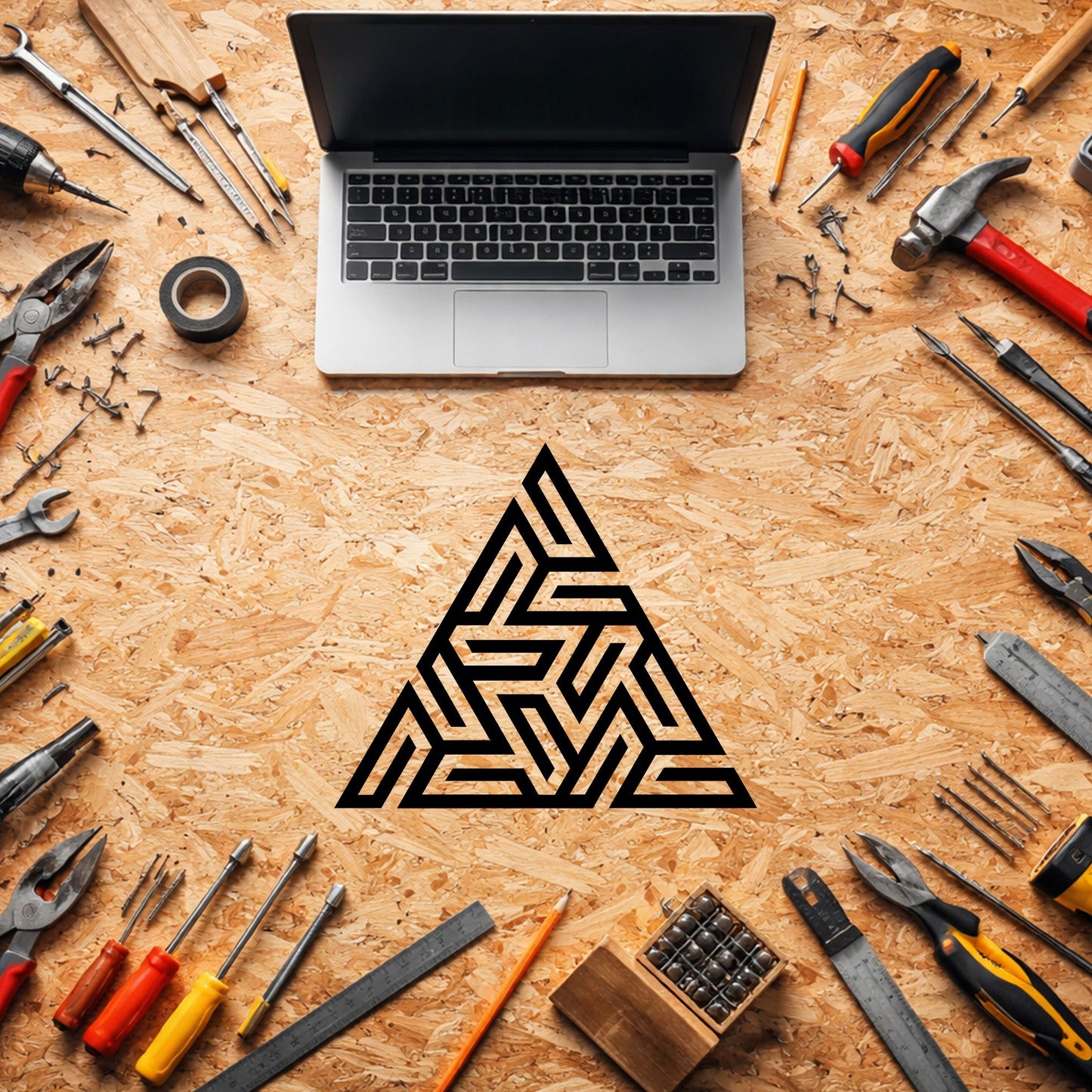 Geometrik Üçgen Geçmeli Tasarımlı Metal Duvar Tablosu