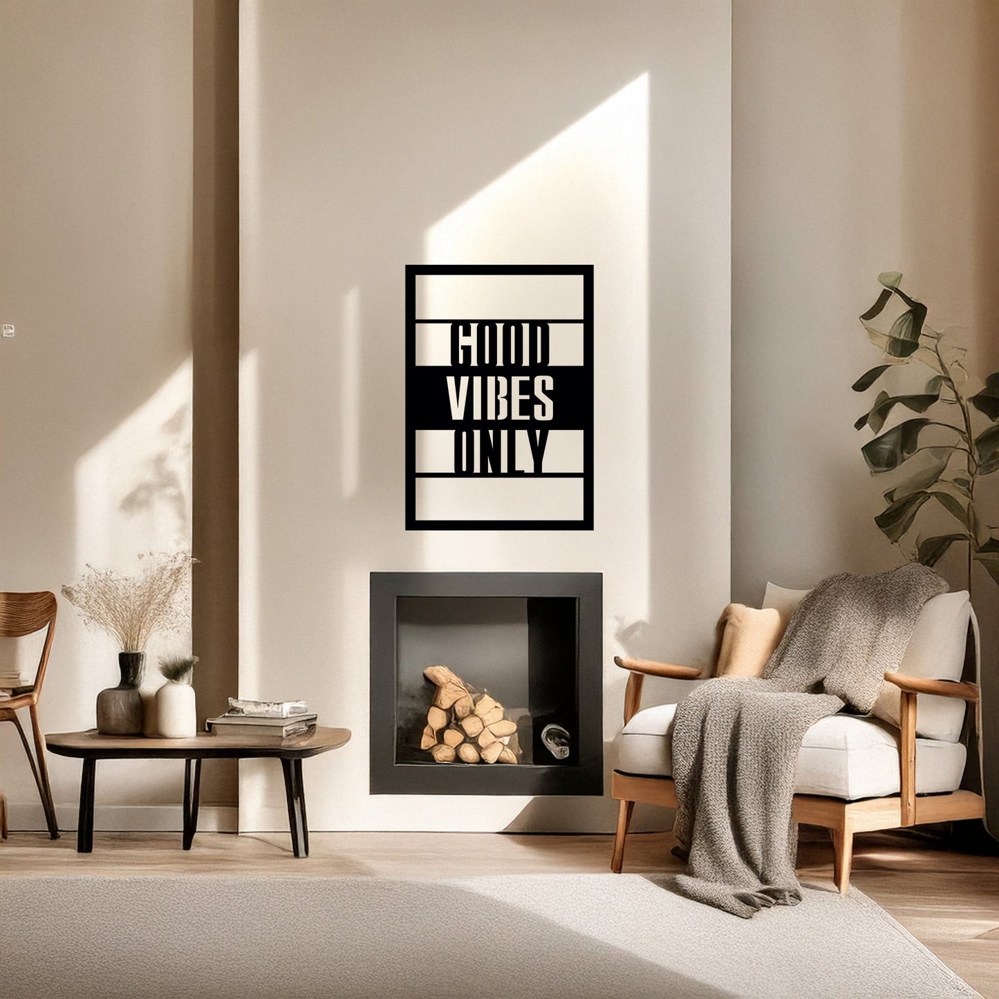 Good Vibes Only Yazılı Modern Siyah Metal Duvar Tablosu