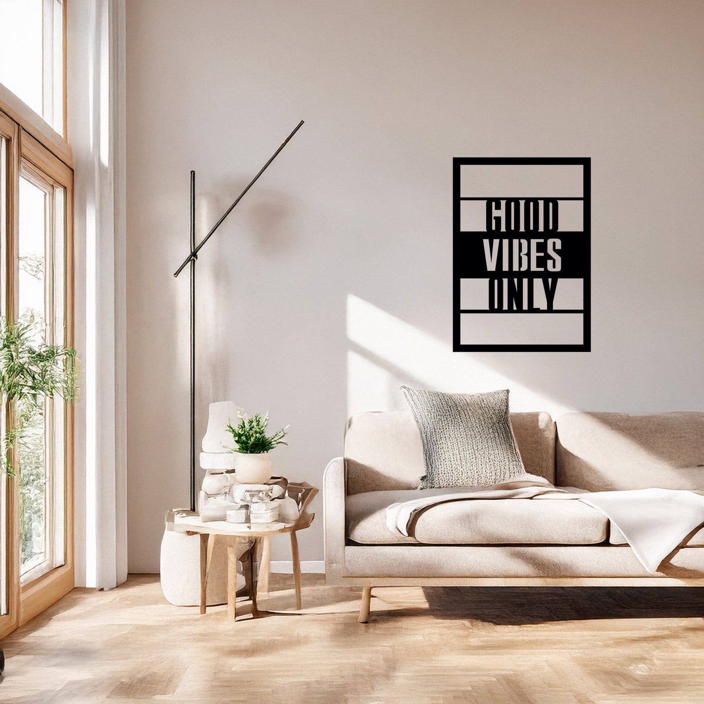 Good Vibes Only Yazılı Modern Siyah Metal Duvar Tablosu
