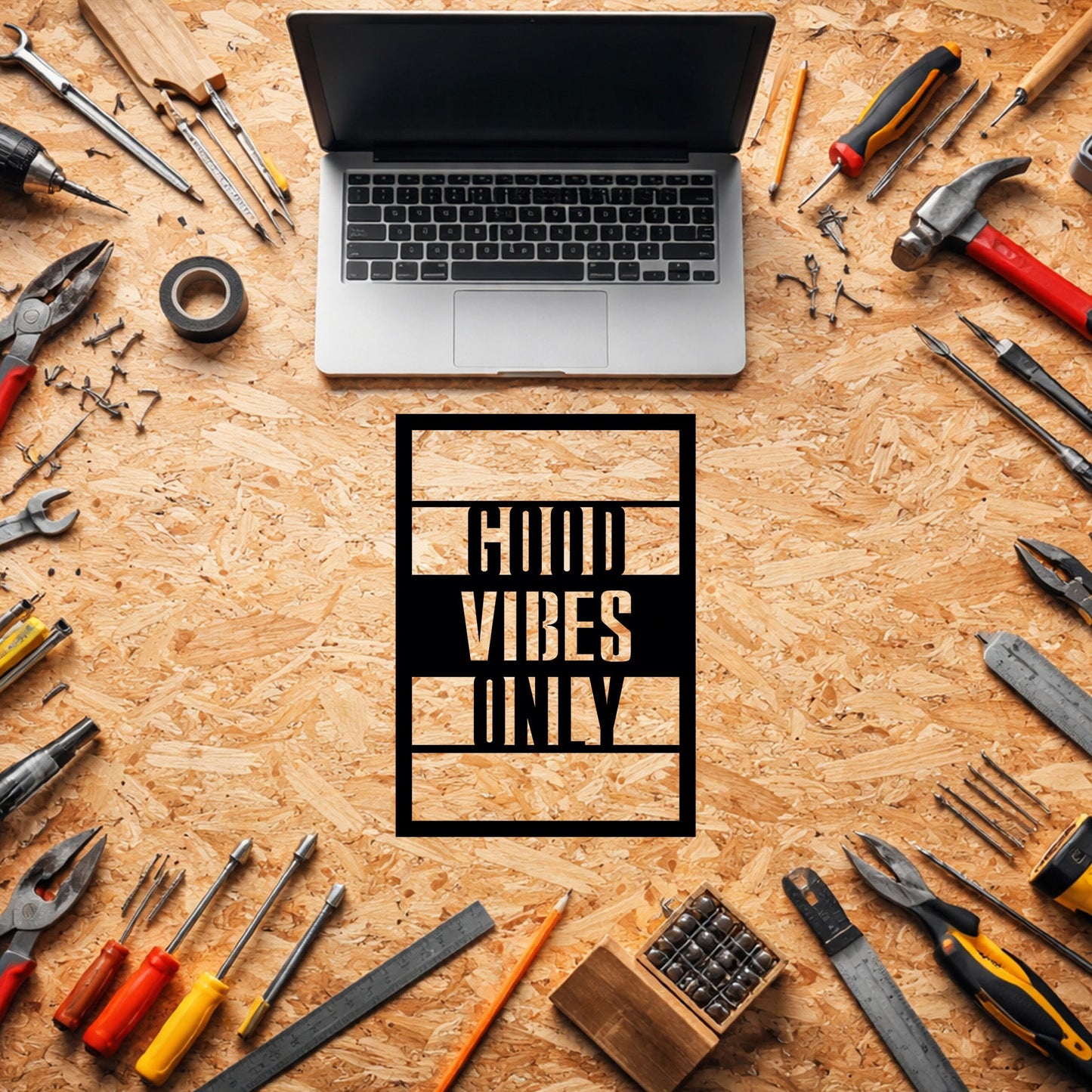 Good Vibes Only Yazılı Modern Siyah Metal Duvar Tablosu