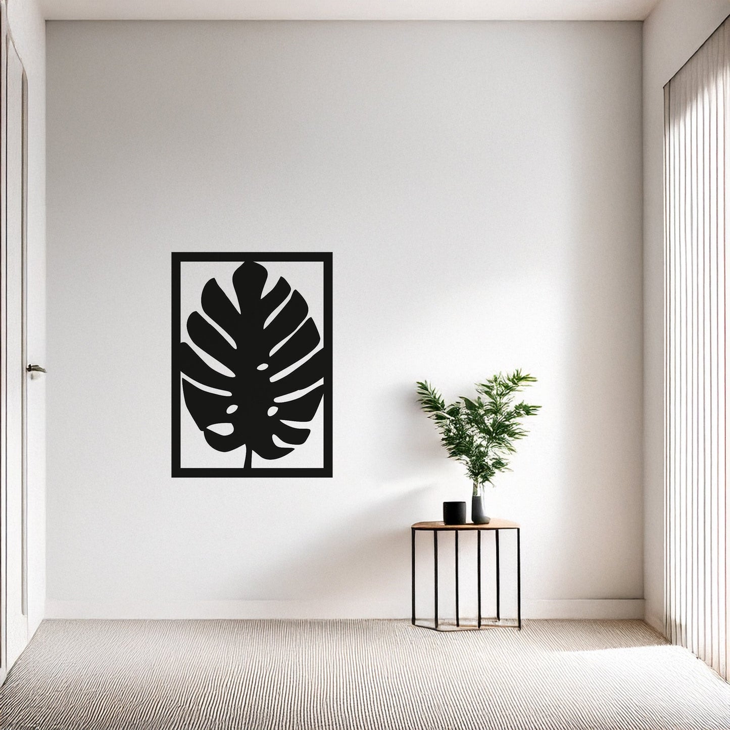 Monstera Yaprağı Tasarımlı Modern Metal Duvar Tablosu