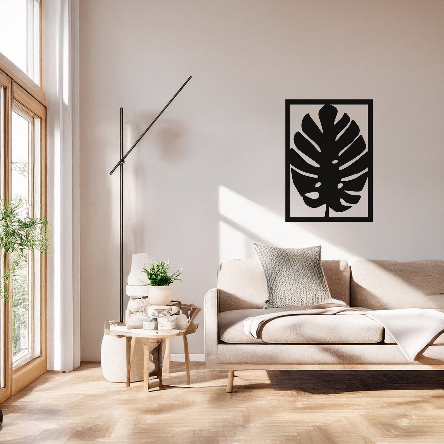 Monstera Yaprağı Tasarımlı Modern Metal Duvar Tablosu