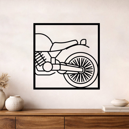 Cafe Racer Motosiklet Arka Tekerlek Siyah Metal Duvar Tablosu