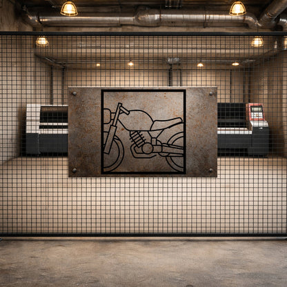 Modern Motosiklet Gövde Tasarımlı Siyah Metal Duvar Tablosu