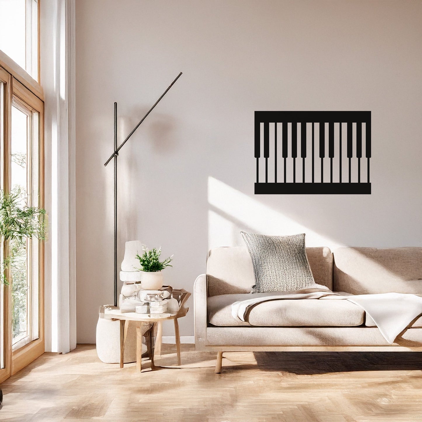 Minimalist Piyano Tuşları Tasarımlı Siyah Metal Duvar Tablosu