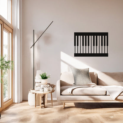 Minimalist Piyano Tuşları Tasarımlı Siyah Metal Duvar Tablosu