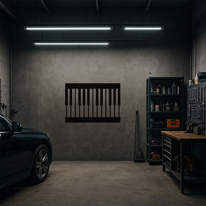 Minimalist Piyano Tuşları Tasarımlı Siyah Metal Duvar Tablosu