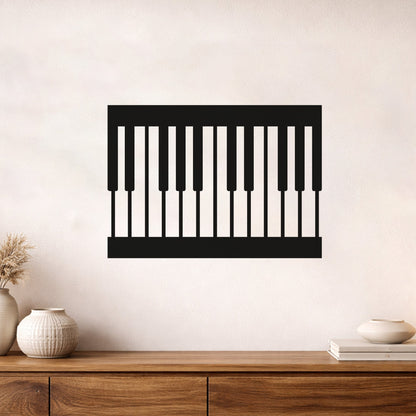 Minimalist Piyano Tuşları Tasarımlı Siyah Metal Duvar Tablosu