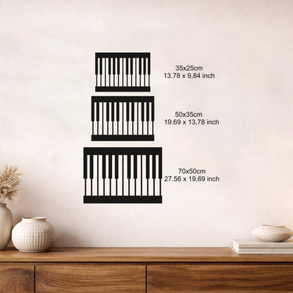 Minimalist Piyano Tuşları Tasarımlı Siyah Metal Duvar Tablosu