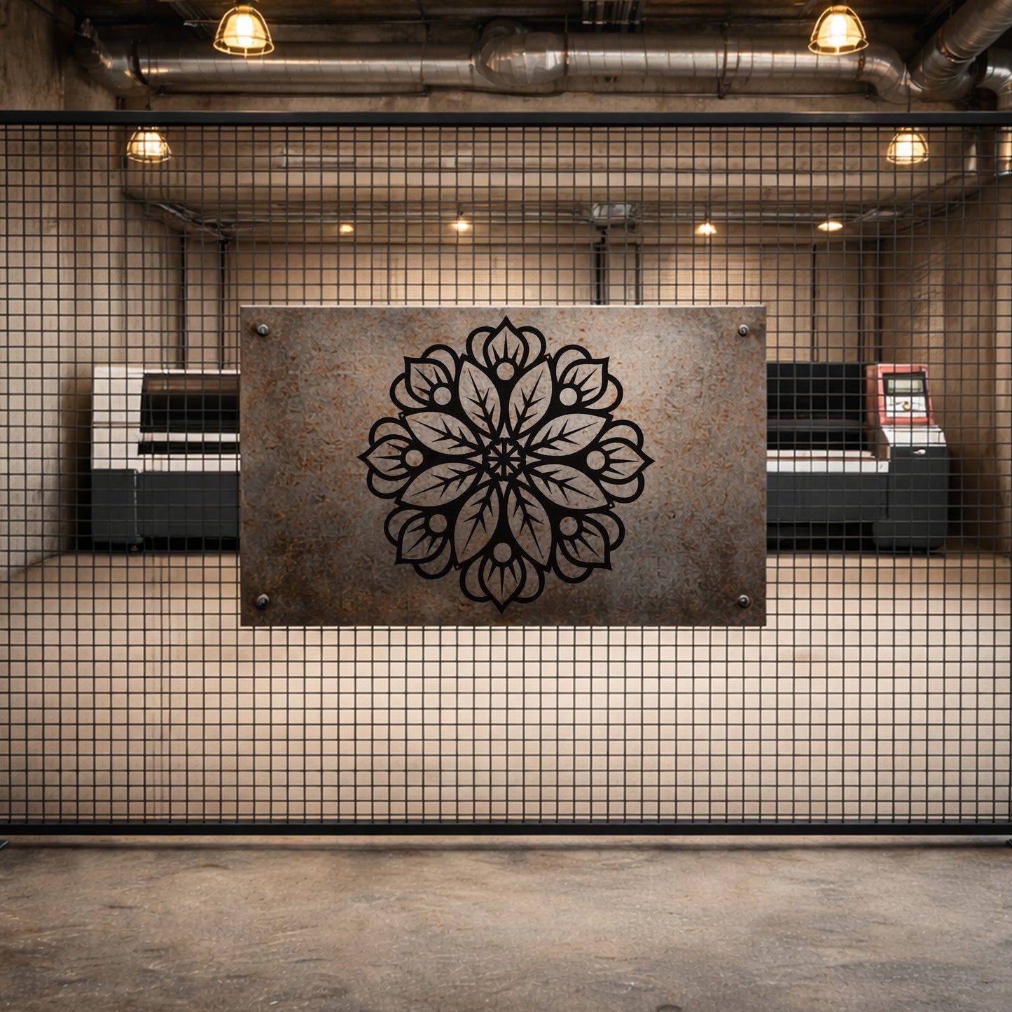 Modern Mandala Desenli Siyah Metal Duvar Dekoru ve Şık Salon Aksesuarı