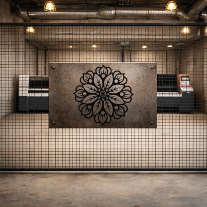 Modern Mandala Desenli Siyah Metal Duvar Dekoru ve Şık Salon Aksesuarı