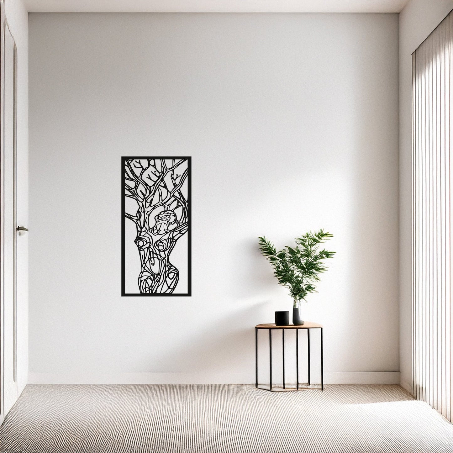 Soyut Ağaç ve Dal Figürlü Metal Duvar Dekoru Modern Sanat Tablosu
