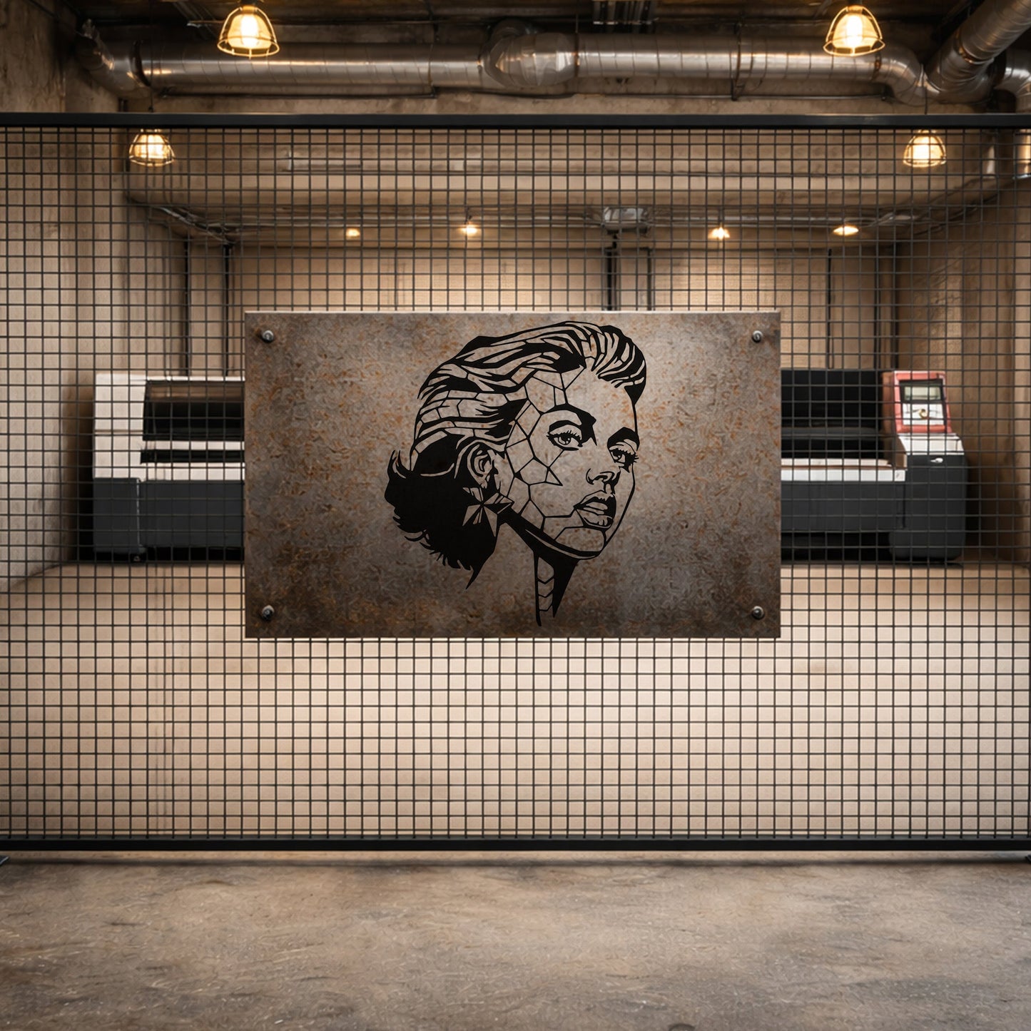 Geometrik Portre Kadın Yüzü Metal Duvar Dekoru ve Sanat Objesi