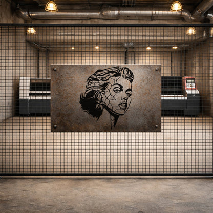 Geometrik Portre Kadın Yüzü Metal Duvar Dekoru ve Sanat Objesi