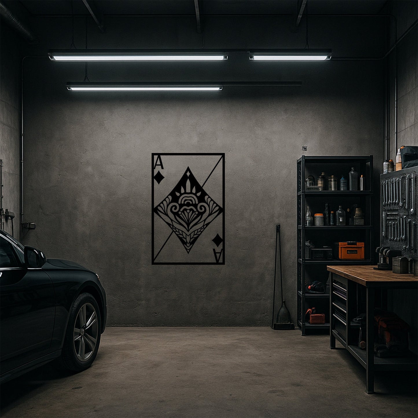 Karo Ası Oyun Kağıdı Desenli Modern Metal Duvar Dekoru Tablosu