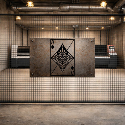 Karo Ası Oyun Kağıdı Desenli Modern Metal Duvar Dekoru Tablosu
