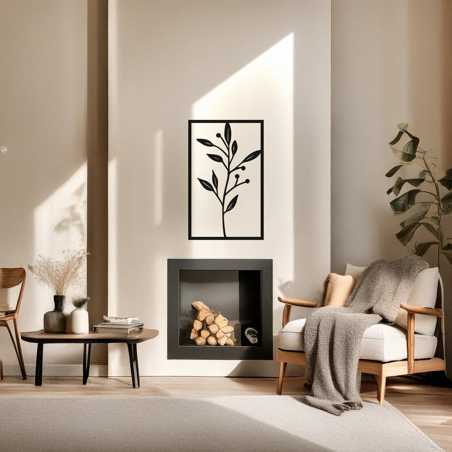 Modern Zeytin Dalı Metal Duvar Tablosu Barış ve Estetik