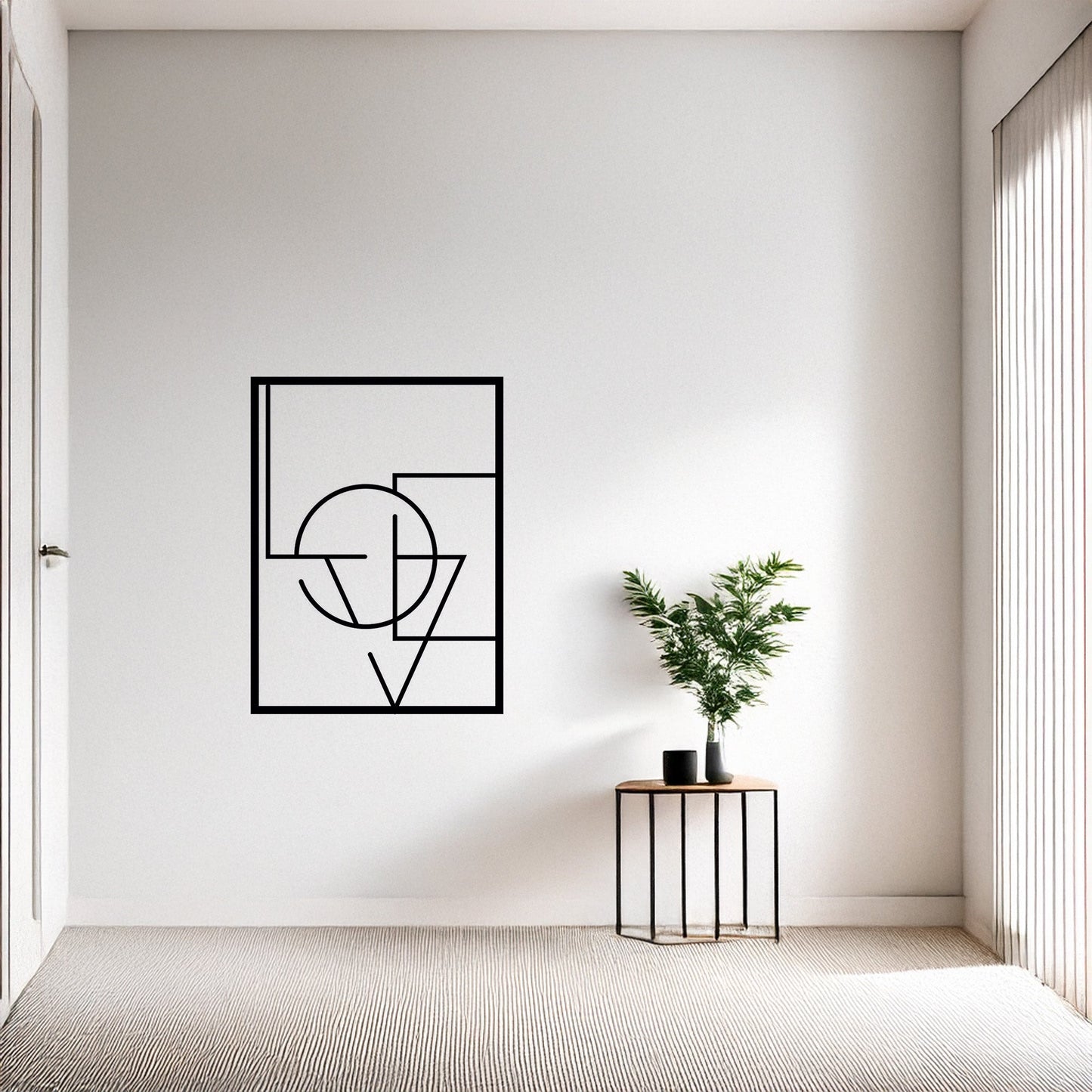 Geometrik Soyut Sanat Metal Duvar Tablosu Modern Ofis Dekoru