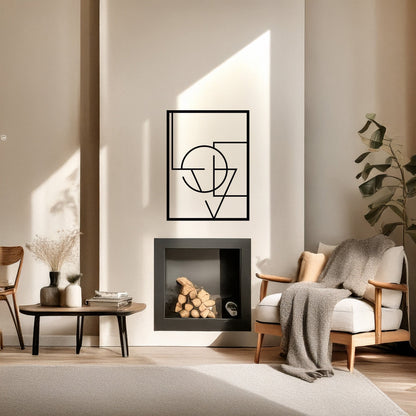 Geometrik Soyut Sanat Metal Duvar Tablosu Modern Ofis Dekoru