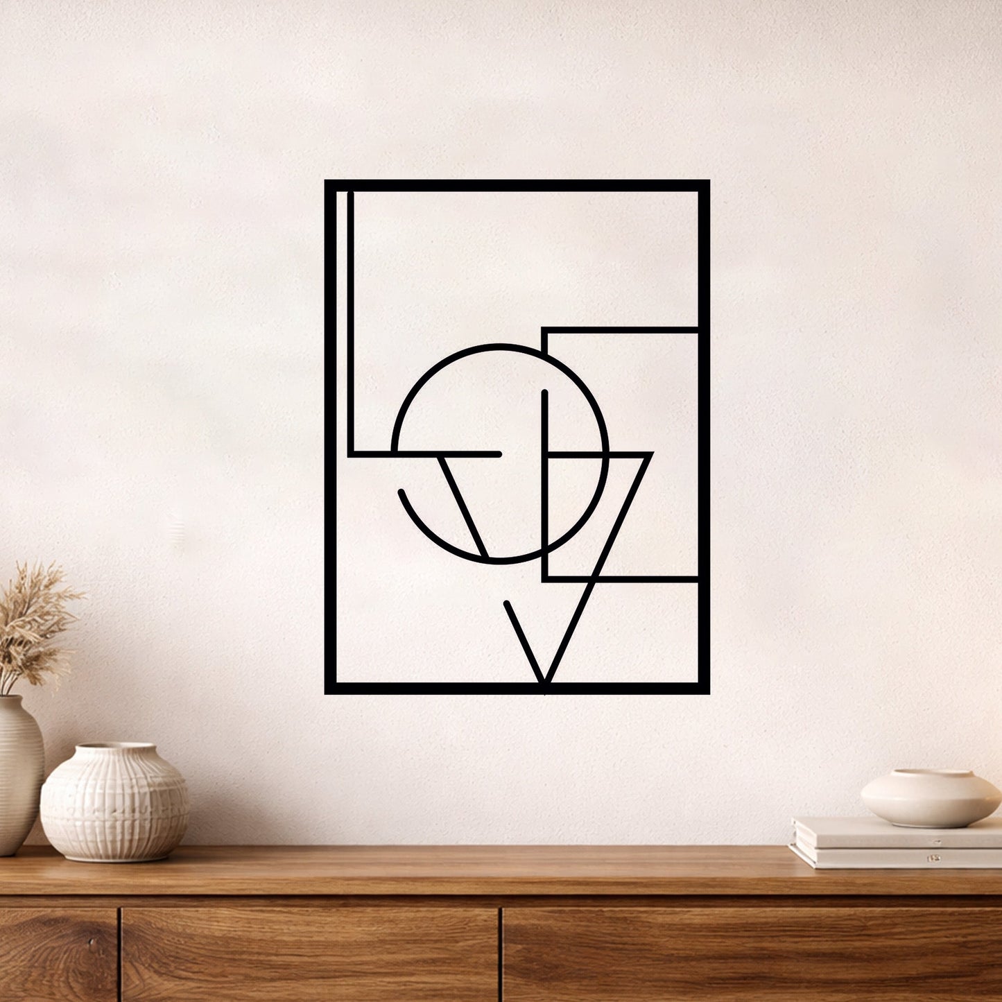 Geometrik Soyut Sanat Metal Duvar Tablosu Modern Ofis Dekoru
