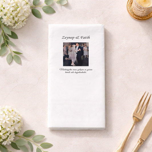 Düğün Nişan Kına İçin Kişiye Özel Baskılı Peçete – Özel Gün Organizasyon Peçetesi