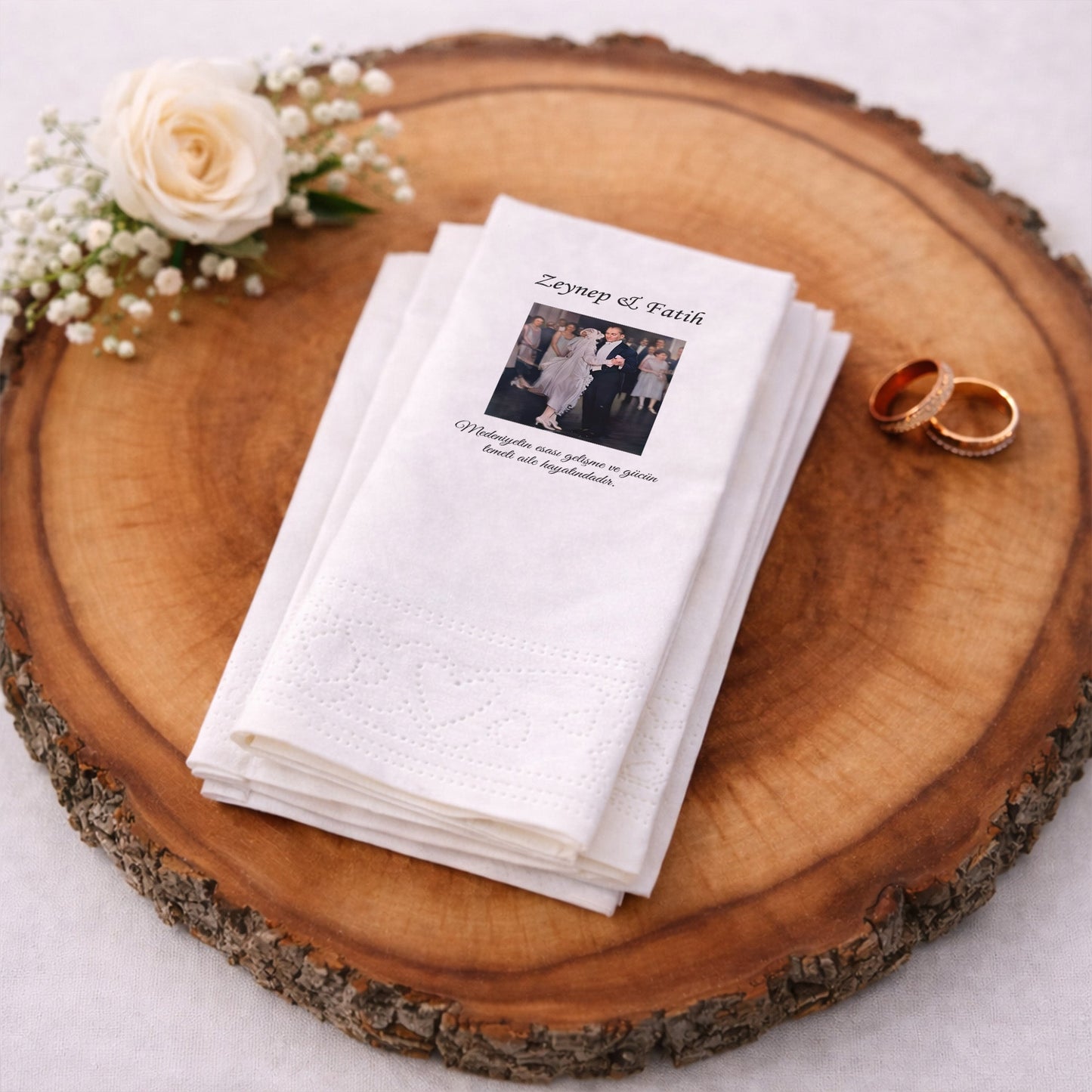 Düğün Nişan Kına İçin Kişiye Özel Baskılı Peçete – Özel Gün Organizasyon Peçetesi