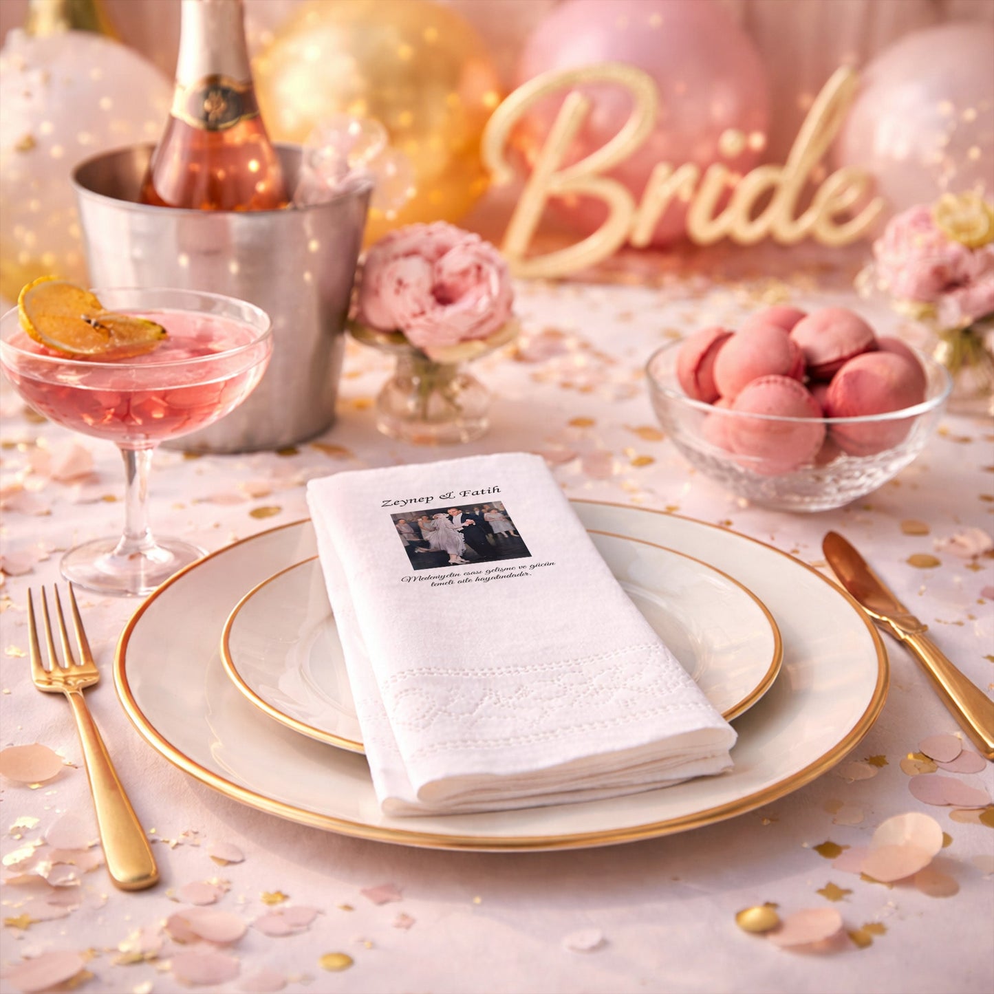 Düğün Nişan Kına İçin Kişiye Özel Baskılı Peçete – Özel Gün Organizasyon Peçetesi
